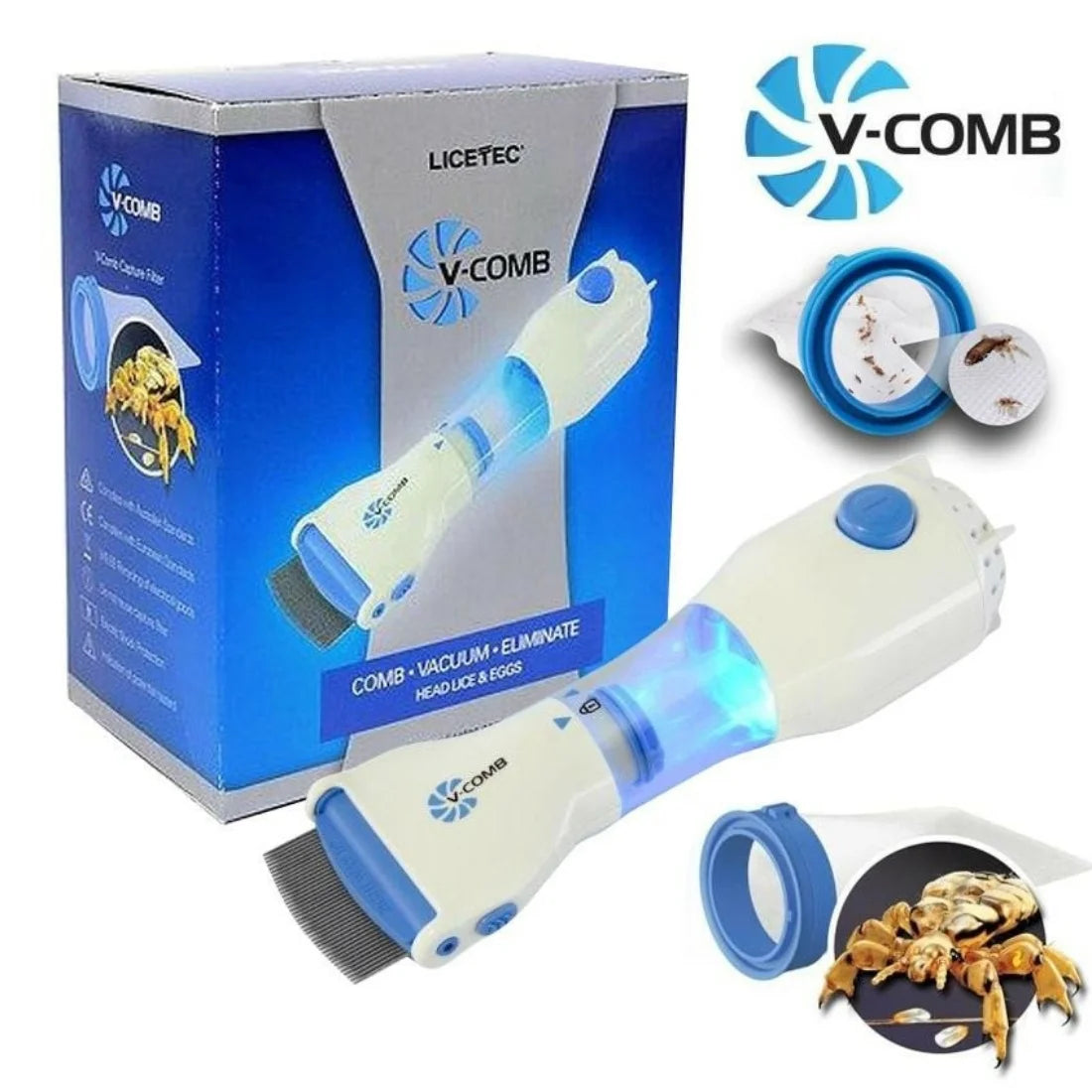 Electric V-Comb Lice Remover – Chemical-Free Head Lice & Egg Removal Comb | Gentle Electric Scalp Care