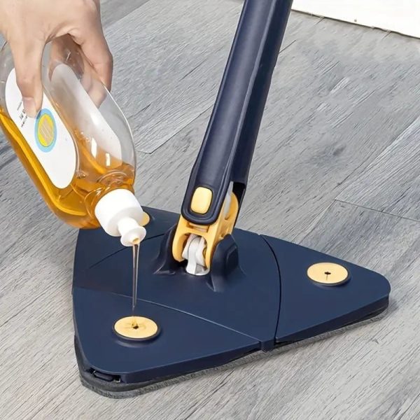 360° Rotatable Triangle Mop – Long Handle Floor, Wall & Ceiling Cleaner with Auto Squeeze Design