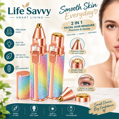 ✨ Flawless 2-in-1 Eyebrow Trimmer for Women – Rechargeable Facial Hair Remover with USB Charging & Cleaning Brush 💖