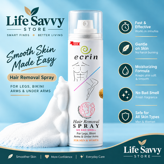 Ecrin Hair Removal Foam Spray, Smooth Skin in Minutes (Men & Women)