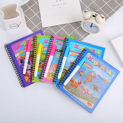 Magic Water Coloring Book for Kids with Reusable Water Pen – Mess-Free Dinosaur & Cartoon Coloring Activity