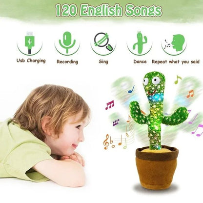 Rechargeable Dancing Cactus Toy with Hat – Interactive Singing, Talking & Dancing Plush Toy for Kids