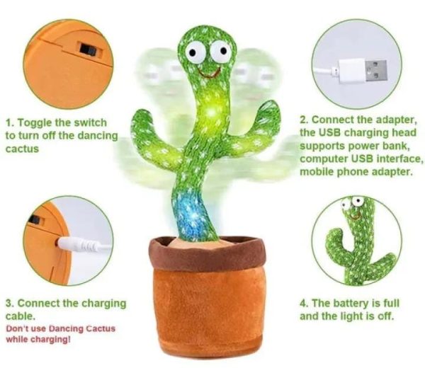Rechargeable Dancing Cactus Toy with Hat – Interactive Singing, Talking & Dancing Plush Toy for Kids