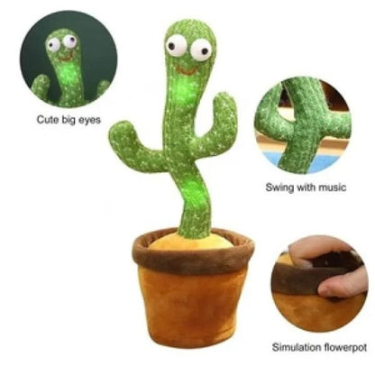 Rechargeable Dancing Cactus Toy with Hat – Interactive Singing, Talking & Dancing Plush Toy for Kids