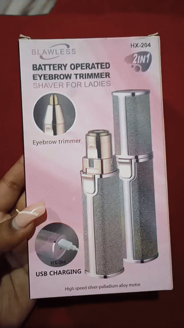 ✨ Flawless 2-in-1 Eyebrow Trimmer for Women – Rechargeable Facial Hair Remover with USB Charging & Cleaning Brush 💖