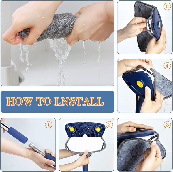 360° Rotatable Triangle Mop – Long Handle Floor, Wall & Ceiling Cleaner with Auto Squeeze Design