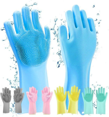 Reusable Silicone Cleaning Gloves with Built-In Scrubber – Multipurpose Kitchen, Bathroom & Car Cleaning Gloves