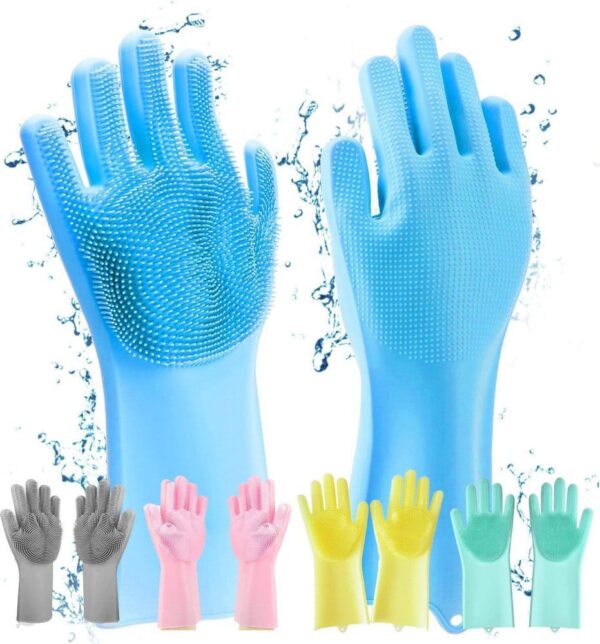 Reusable Silicone Cleaning Gloves with Built-In Scrubber – Multipurpose Kitchen, Bathroom & Car Cleaning Gloves