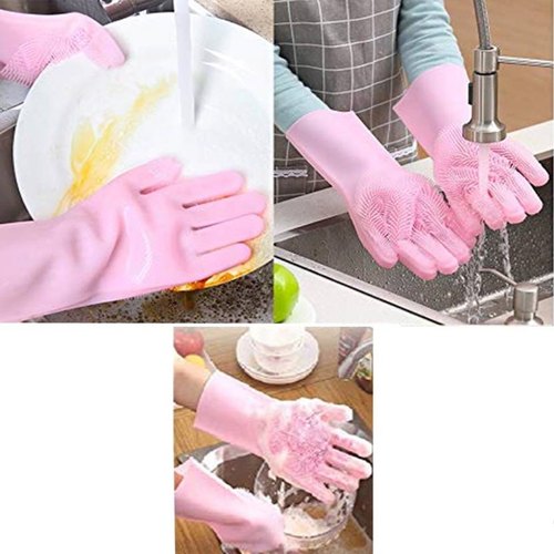 Reusable Silicone Cleaning Gloves with Built-In Scrubber – Multipurpose Kitchen, Bathroom & Car Cleaning Gloves