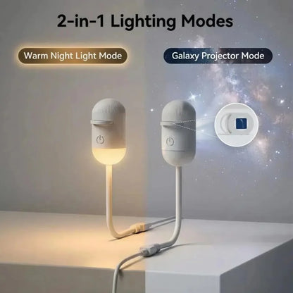 2-in-1 USB Galaxy Star Projector Night Light – 6 Projection Lenses, Adjustable Brightness & Starry Sky Lamp